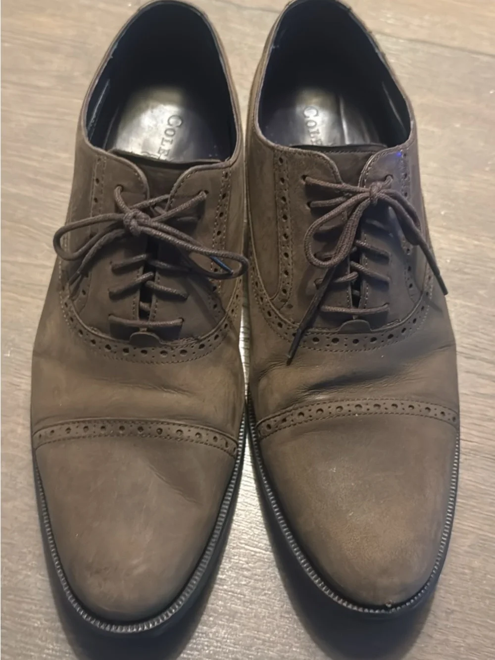 Cole Haan Men's Dark Brown Leather Wingtip Derbys